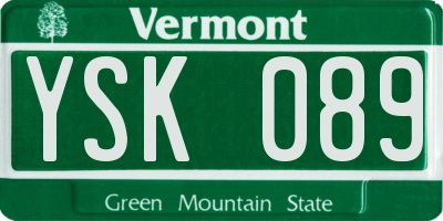 VT license plate YSK089