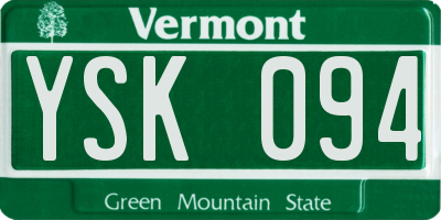 VT license plate YSK094