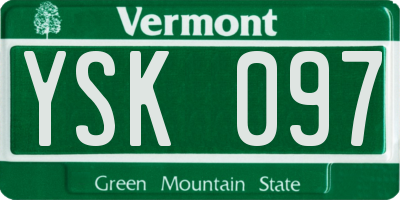VT license plate YSK097