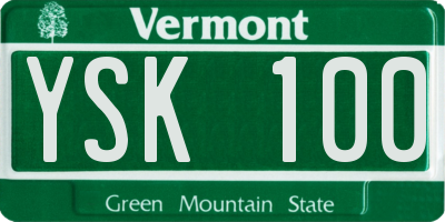 VT license plate YSK100