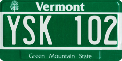VT license plate YSK102