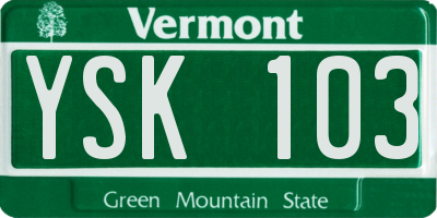 VT license plate YSK103