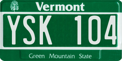 VT license plate YSK104