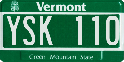 VT license plate YSK110