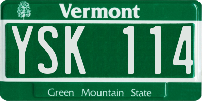 VT license plate YSK114