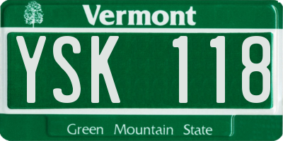 VT license plate YSK118
