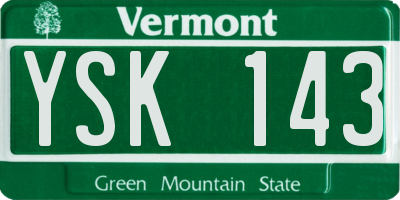 VT license plate YSK143