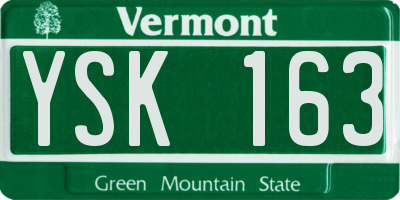 VT license plate YSK163