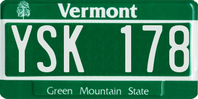 VT license plate YSK178