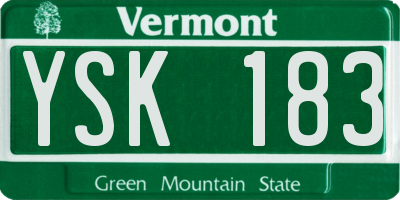 VT license plate YSK183