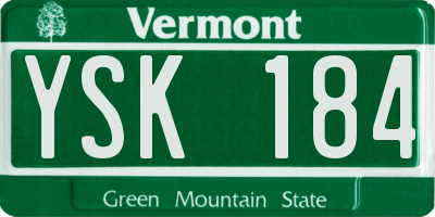 VT license plate YSK184