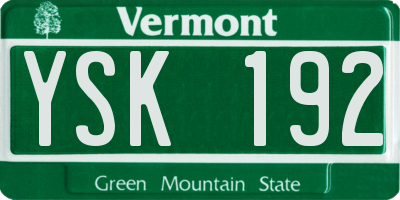 VT license plate YSK192