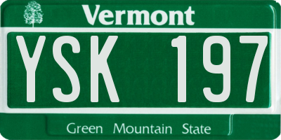 VT license plate YSK197