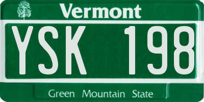 VT license plate YSK198