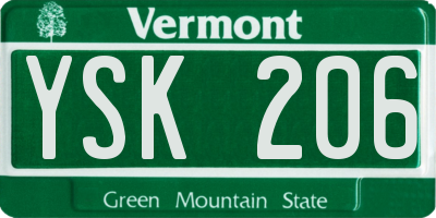 VT license plate YSK206