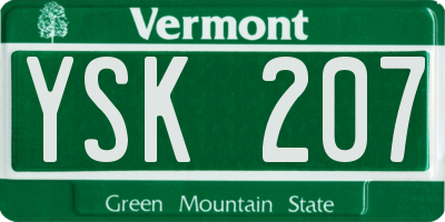 VT license plate YSK207