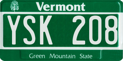 VT license plate YSK208