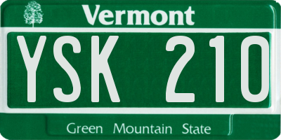 VT license plate YSK210