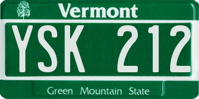 VT license plate YSK212