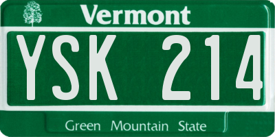 VT license plate YSK214