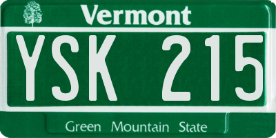 VT license plate YSK215
