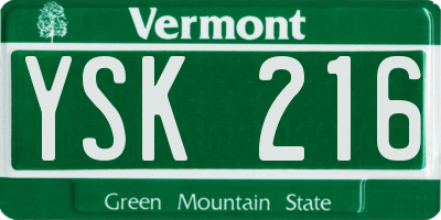 VT license plate YSK216