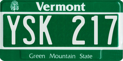 VT license plate YSK217