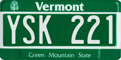 VT license plate YSK221