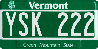 VT license plate YSK222