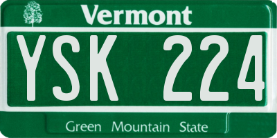 VT license plate YSK224