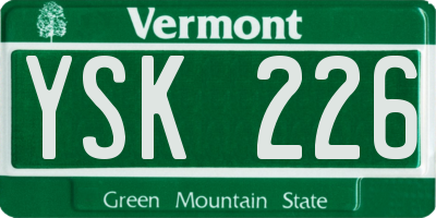 VT license plate YSK226