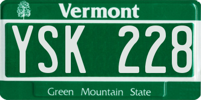 VT license plate YSK228