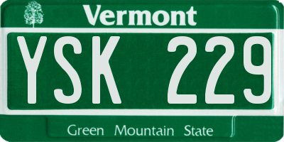 VT license plate YSK229