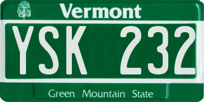 VT license plate YSK232
