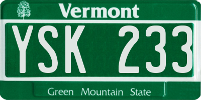 VT license plate YSK233