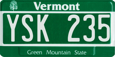 VT license plate YSK235
