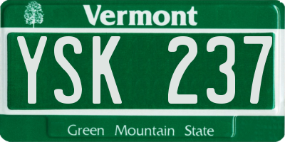 VT license plate YSK237