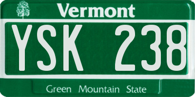 VT license plate YSK238