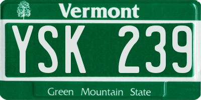 VT license plate YSK239