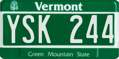 VT license plate YSK244