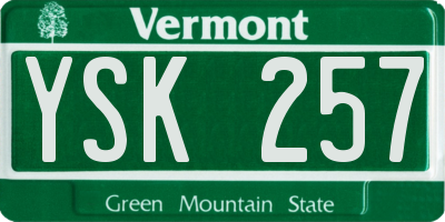 VT license plate YSK257