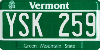 VT license plate YSK259