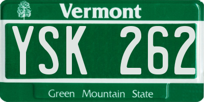 VT license plate YSK262