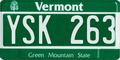 VT license plate YSK263
