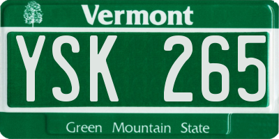 VT license plate YSK265