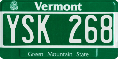 VT license plate YSK268