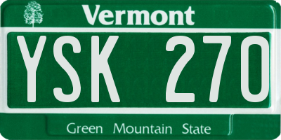 VT license plate YSK270