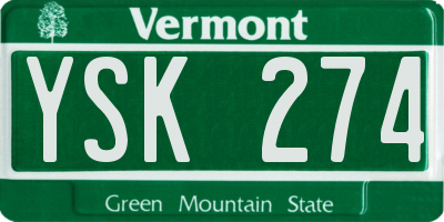 VT license plate YSK274