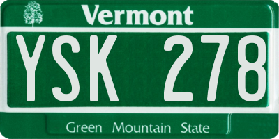 VT license plate YSK278