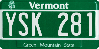 VT license plate YSK281